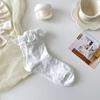 MeiasLolita de Renda com Fita para Mulheres Meia-calça Boca de Bolha Rosa Meias Fofas Japonesas Meias para Uniforme Jk de Meninas