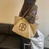 Bolsa casual de lona de nylon para mulheres, bolsa tote estudantil de grande capacidade para a aula, bolsa tote de ombro simples e versátil para o dia a dia.