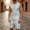 Novo Conjunto de Regata Jacquard Tricotada Lisa Sem Mangas e Shorts Esportivos Casuais Europeu e Americano para Homens da Amazonia Transfronteiriça