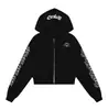 Sudadera con capucha y cremallera estampada 'American Hot Girl' para mujer, nueva de otoño, casual, la más fácil de combinar, tops estilo gótico, top corto