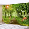 Tapeçaria Amazon Transfronteiriça Pano de Pendurar Estilo Ins Tecido de Parede Decorativo Cobertor 3D Espaço Floresta Sombra Túnel Cenário de Árvores