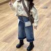 Jeans de Niña para Primavera y Otoño, Estilo Coreano de Moda, Pantalones de Pierna Ancha con Dobladillo, Parches y Bordes Deshilachados a la Moda para Niños