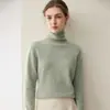 Nuevo suéter de cachemira 100% pura para otoño e invierno para mujer, jersey de cuello alto, top de punto base ajustado, top versátil