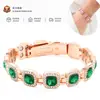 Pulsera Magnética de Moda Color Oro Rosa y Diamante Verde para Mujer, Pulsera Magnética con Esmeralda Cuadrada Grande Incrustada con Diamantes, de TikTok Transfronterizo