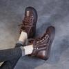 Botas frescas y huecas para mujer, de verano, finas, de cuero genuino, vintage, combinables, cortas, de malla, transpirables, informales, con suela gruesa, planas, Martin