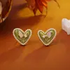 Pendientes Populares de Tulipán Corazón con Piedra Ojo de Gato, Sencillos y de Moda, Gama Alta, Pendientes Dulces y Lindos, Accesorios Estilo Chica Dulce
