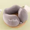Almohada de Espuma Viscoelástica de Color Sólido en Forma de U, Almohada Redonda de Viaje para el Cuello, Almohada de Espuma Viscoelástica en Forma de U al por Mayor con Impresión de Logo