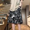 Novo estilo chinês estilo nacional flor shorts masculino moderno verão fino secagem rápida gelo seda praia quad calças high street casual calças