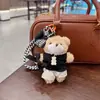 Calça de Couro Pelúcia Chaveiro de Boneca Urso Desenho Animado Criativo Boneca Laço Boneca Casal Pingente de Bolsa Melhor Amigo