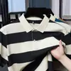 Nueva camiseta de manga corta a rayas para hombre Camisa POLO de verano para hombre Camiseta de media manga Paul de alta gama transpirable casual camiseta interior