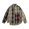 Camisa 2025 para Homens e Mulheres Outono e Inverno Nova Original Dopamine Wear Xadrez Multicolorido Cor Contrastante Solta Tendência Jaqueta