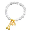Loja de Ouro Pu Zuo Mesmo Estilo Cor Esmalte Dourado Areia Pingente Arco-Íris Super Brilho Olho de Gato Pulseira de Contas Design de Nicho Exquisite Corda de Mão