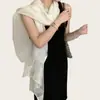 Mistura de seda e lã~lenço de seda longo para mulheres, moderno e versátil, xale fino casual, lenço de gaze com toque sofisticado