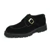 Zapatos de Cuero Puntiagudos para Hombre, Nuevo Estilo 2026, Zapatos Casuales de Negocios para Hombre, Cuero Genuino, Hebilla Estilo Británico Slip-On Zapatos Formales Monk