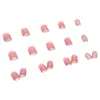 Unhas Postiças Curtas Vestíveis, Adesivos de Unha, Manicure Gradiente Transparente Rosa Girly Clareador, Unhas Postiças Vestíveis com Glitter Francesa