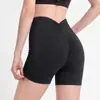Shorts de Yoga para Mujer de Cintura Alta Levanta Glúteos Control de Abdomen Shorts de Fitness Trasero de Durazno Shorts para Correr Pilates Entrenamiento
