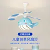 Ventilador de Teto com Luz para Quarto Infantil Luz de Ventilador de Desenho Animado com Personalidade Criativa de Hélice Reta Golfinho para Quarto de Meninos e Meninas Luz de Ventilador