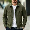 Chaqueta de Otoño-Invierno para Hombre con Cuello de Piedra de Gallo, Abrigo Casual de Tweed Estilo Chanel, de Botonadura Simple con Bolsillos Dobles en el Pecho