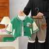 Traje de Terciopelo para Niño Invierno Engrosado 2024 Nuevo Invierno Infantil Estilo Occidental Bebé Casual Traje de Béisbol Conjunto de Tres Piezas