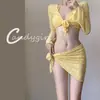 Candygirls2024 Nuevo Traje de Baño para Mujer Bikini Sexy Ajustado de Manga Larga Dividido Traje de Baño para Aguas Termales Mujer
