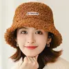 Sombrero de Pescador Otoño e Invierno para Mujer Estilo Coreano Moda Versátil Lana de Cordero Casual Felpa Teddy Cibernético Celebratorio Gorro Cubeta de Moda