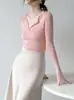 Mzoxmo Suéter de Punto de Lana Cálido y Elegante para Otoño e Invierno, Estilo Suave, Cachemir, Versátil, Diseño Holgado