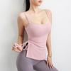 Traje de yoga plisado de un solo lado, top deportivo ajustado con aberturas en ambos lados, traje de fitness de nicho para mujer