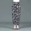 Novo Estilo Verão Calças Femininas de Seda de Gelo com Elástico na Barra Florais Calças Bloomers Elásticas para Mães Calças de Verão para Mulheres de Meia-idade Calças Florais de Verão