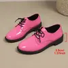Zapatos de Cuero con Lazo Frontal de Talla Grande Transfronterizos para Mujer 2026 Primavera Nuevo Estilo Zapatos de Vestir para Mujer Estilo Británico Mocasines Brillantes para Mujer