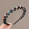 Tiara de Strass Flor de Ameixa para Mulheres com Dentes, Presilha de Cabelo Antiderrapante, Grampo de Cabelo para Mulheres, Franja Brilhante, Borda Larga, Estilo Luxo Leve
