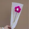 Regalos para Maestros para el Día de San Valentín y la Temporada de Regreso a Clases, Producto Terminado Individual para el Día del Maestro, Flor Tejida a Mano, Ramo de Flores Rojas Hecho a Mano con Ganchillo