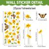 Adesivo de Janela Margarida de Verão Flor Amarela Borboleta Adesivo de Janela Decalque de Vidro Flor Planta Adesivo de Parede Flor Pvc