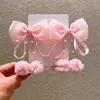 Nuevo Estilo Primavera y Verano Lazo Cadena de Perlas Hilo de Gelatina Pinza para el Cabello Bola de Pelo Niña Pequeña Accesorio para el Cabello Par de Pasadores de Princesa