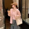 Cárdigan de Punto Suave Azul de Manga Larga para Mujer, Nuevo Estilo Coreano Otoño 2026 Estilo Holgado Perezoso Sudadera Chaqueta Top