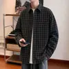 Camisa de cuadros retro estilo americano, cárdigan oversized holgado de otoño para hombre, camisa de manga larga, prenda exterior casual versátil para parejas