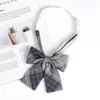 Flor de Cuello Pequeña Estilo Preppy Forro de Uniforme Escolar Corbata de Lazo JK Traje de Marinero Holgazán Libre Corbata de Lazo Cuadros Camisa Uniforme Estilo Japonés para Mujer