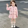 Conjunto de Suéter para Meninas para Outono e Inverno, Novo Conjunto de Tricô com Saia de Seis Borboletas, Vestido Suéter Princesa Fofo Estilo Coreano para Meninas