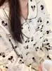 Edición Limitada 2026 Pijama de Mujer Estilo Coreano Gama Alta Primavera y Otoño Algodón Puro Cepillado Cálido Dibujos Animados Manga Larga y Pantalones Ropa de Casa