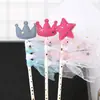 Decoração de Aniversário Ins Coroa Bonita Estrela de Cinco Pontas Casamento Malha Bandeira Alternada Bolo Tecido Festa Sobremesa Fantasia