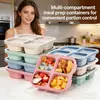 Tiktok Dropshipping Caja de Almuerzo de Paja de Trigo de Cuatro Compartimentos Caja de Almacenamiento Caja de Almuerzo Multicompartimento Caja para Ensalada de Frutas Caja de Almuerzo Conveniente