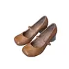 Versão em Pele de Ovelha~Mary Jane de Bico Quadrado com Tira Única Retro para o Dia a Dia e Trabalho Cor Sólida Boca Rasa Solado de Borracha Antiderrapante Sapatos Femininos