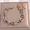 Pulsera de Acero de Titanio para Mujer Pulsera de Color Dopamina con Goteo de Aceite Acero Inoxidable de Lujo Ligero Gama Alta Joyería que No se Desvanece