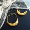 Pendientes Exagerados Retro Griegos con Forma de Barco de Corte de Acero de Titanio Grabado para Mujer Venta al por Mayor Transfronteriza Joyería Original de Nicho No se Desvanecen