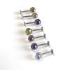 F136 titânio três garra bola zircão 4mm redondo conta brincos lábio prego plug haste reta liga de titânio perfuração jóias