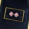 Joyas Mujing Transmisión en Vivo Nuevos Pendientes de Trébol de Cuatro Hojas de la Suerte de Plata S925 Color Rosa Lujo Accesible Estilo de Moda