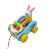 Brinquedo de Urso de Madeira de Puxar para Crianças, Andador de Puxar para Bebê, Carrinho de Brinquedo Urso com Tambor, Animal Coelho Branco Pequeno Brinquedo Educacional de Aprendizado Precoce