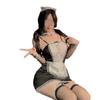 Lencería Sexy, Atuendo de Sirvienta Sexy Puro Deseo, Juego de Rol de Tentación Apasionada, No Necesita Quitarse, Uniforme Provocativo, Estilo de Tela de Alta Elasticidad