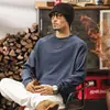 Camiseta de manga larga retro americana de carbono pesado cepillado para hombre, nuevo estilo de primavera, holgada y agradable para la piel