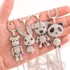 2022 Novo Luxo Leve Pingente Completo de Diamante Tigre Coelho Urso Colar de Aço Titânio Hip Hop Corrente para Casal Acessórios Tendência