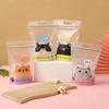 Bolsa autosellable transparente esmerilada gruesa con impresión de dibujos animados, bolsa de embalaje sellada para dulces, frutos secos, snacks, bolsa selladora de plástico